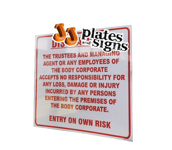 600 x 600 Disclaimer Board (Laminated)